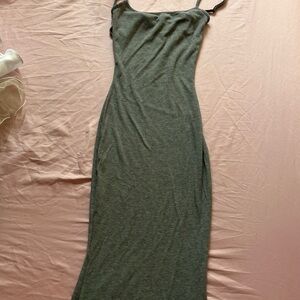 SKIMS Gray Maxi Dress with Elegant Design